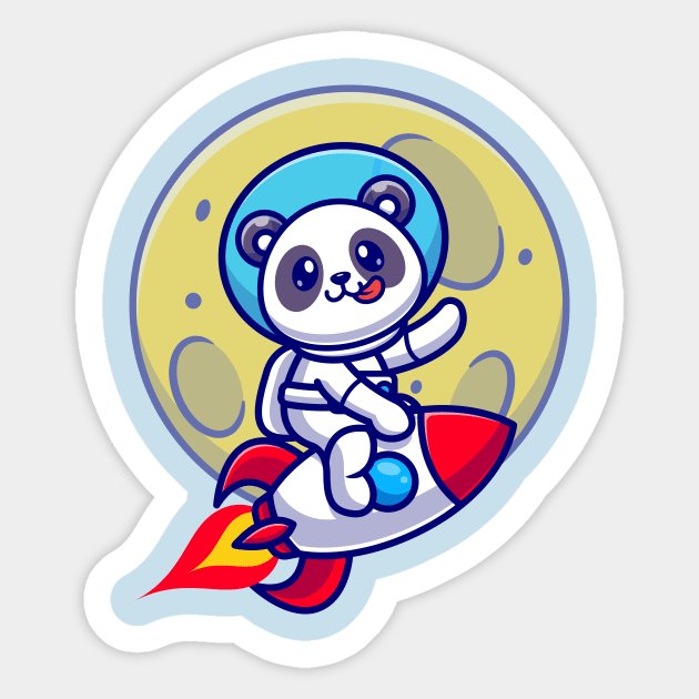 Cute Panda Astronaut Riding Rocket Cartoon Sticker by Catalyst Labs